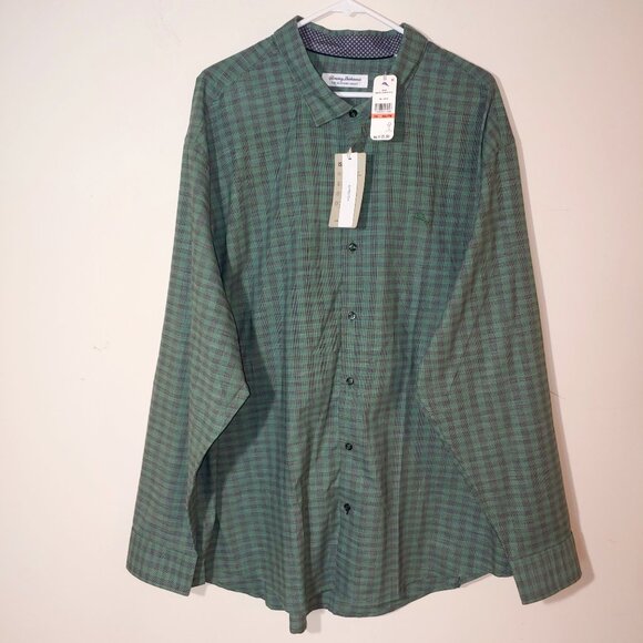 Tommy Bahama  Newport Coast Green Plaid Casual Button Down Shirt Size 3XL - Picture 1 of 9